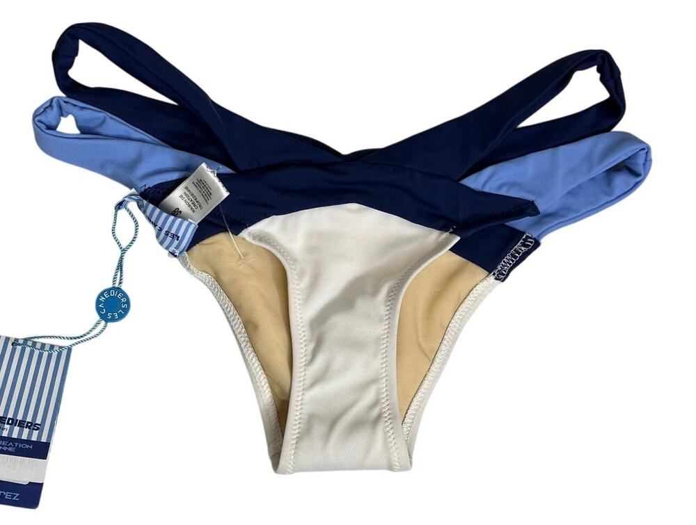 Les Canebiers NWT Palmier Bikini Bottom 38 FR US 6 Saint Tropez Blue White New